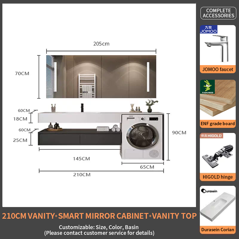 210Durasein Integrated Basin + Smart Mirror Cabinet