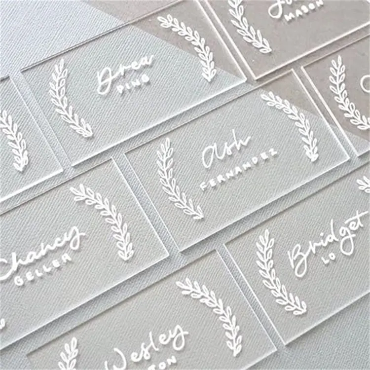 Rectangle élégant 20 cartes de table de mariage en acrylique transparent marque de garde en acrylique rectangulaire vierge pour fête de mariage