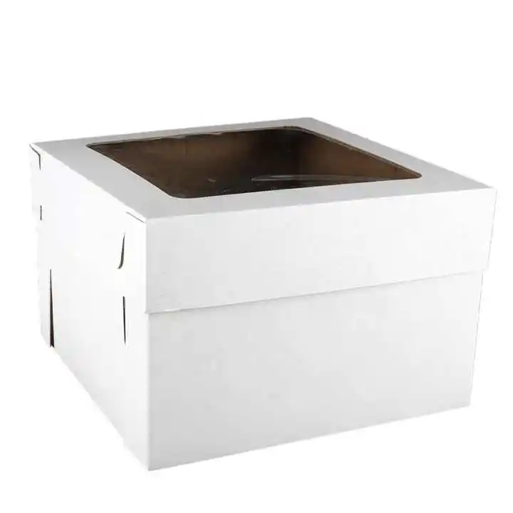 Caja de pastel corrugado de empalme plegable individual Caja de paquete de comida blanca rectangular con ventana