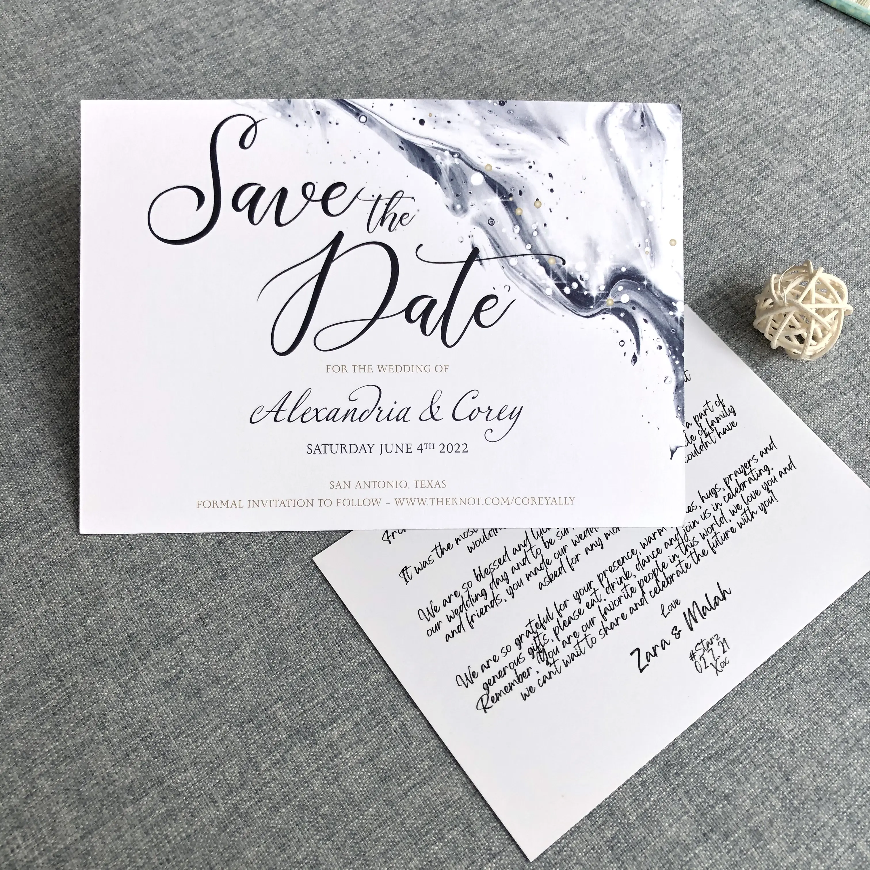 Vente en gros 100pcs Livraison gratuite Emballage de cadeau de mariage de luxe Cartes de remerciement Design noir pour votre achat