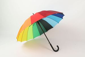 大号两用手动雨伞风雨彩虹色雨伞16棱长柄防风直筒伞 - Product Image 4