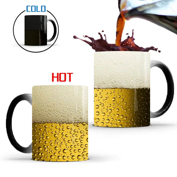 Caneca mágica que muda de cor de cerveja, sensível ao calor xícara de chá, caneca de cerâmica criativa, xícaras de café, presentes para amigos