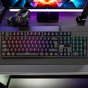 Teclado mecánico RGB para juegos, todas las teclas, sin conflictos, PBT, ABS, interfaz USB con cable, retroiluminación colorida del arco iris, interruptores rojos, ordenador - Product Image 3