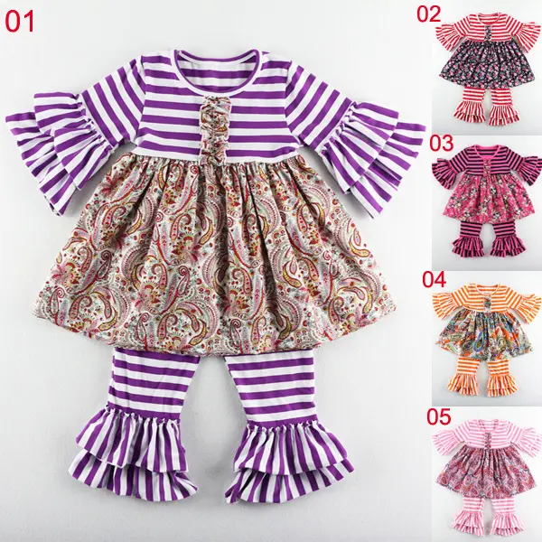 2016 Moda Infantil Roupas Meninas Fantasia Algodão Frock Boutique Girl Clothing Fall Sets