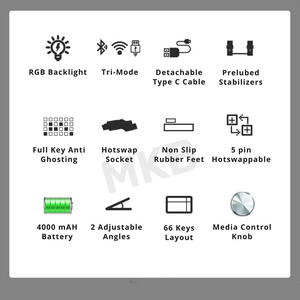 DKT66 Wireless Mechanical Keyboard Kit Transparente Schale RGB Light Full Key Hot Swap able Ausgestattet mit Knopf DIY Tastatur - Product Image 2