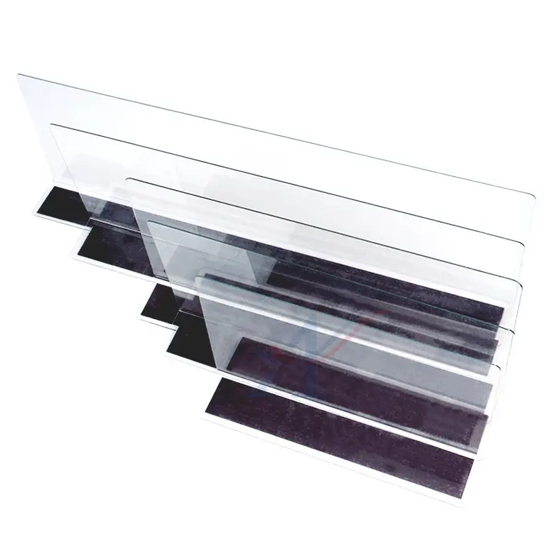 Retail Clear Plastic Divider Shelf L-Vorm Pvc Verdelers Voor Metalen Planken Met Magnetische Trip