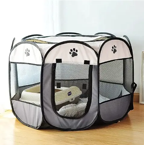 Katlanabilir taşınabilir yavru kedi taşıma çantası ile evcil hayvan oyun parkı serin örgü kedi evi