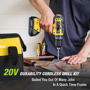GreatStar 20V Cordless Drill Driver <strong>Kit</strong> Customized Combo <strong>Kit</strong> Rechargeable 2.0 Ah Li-ion Battery With Tool Storage Bag - Product Image 6