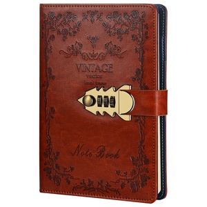 PU Farbe Leder Vintage Tagebuch Notizbuch mit Schloss Tagebuch mit Code Schloss Tagebuch Notizbuch mit Schlüssels chloss - Product Image 1