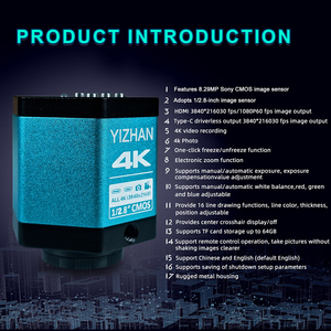 YIZAHN 4K Trinocular Microscopio Cámara Ranura para tarjeta TF Inspección de apariencia industrial PCB Soldadura Reparación de placa de circuito de teléfono - Product Image 5