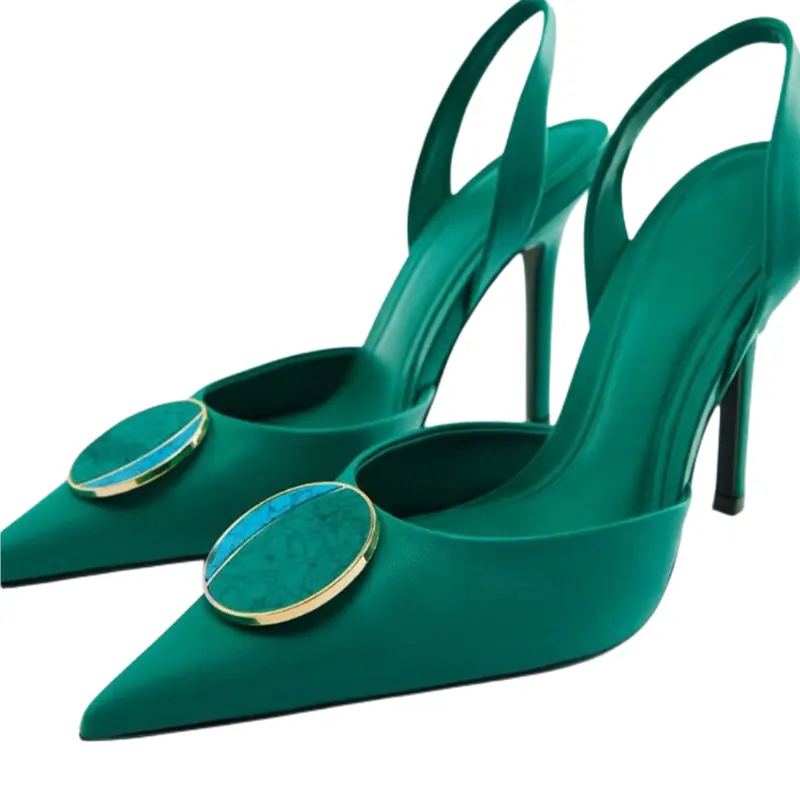 Zapatos de oficina formales de lujo para mujer, Sandalias de tacón alto de aguja, tacones de boda para fiesta, color verde