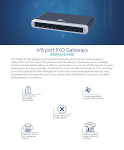 FXO נמל VoIP gateways ,grandstream GXW4104/GXW4108 voip כדי pstn Rj11