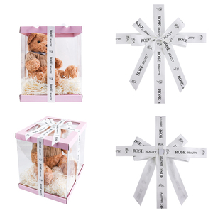 Wholesale <strong>Custom</strong> Logo Print Personalized Gift Wrapping <strong>Bows</strong> Large Pre-Tied <strong>Bows</strong> With <strong>Elastic</strong> Band Stretch <strong>Loop</strong> for Cake Box - Product Image 1