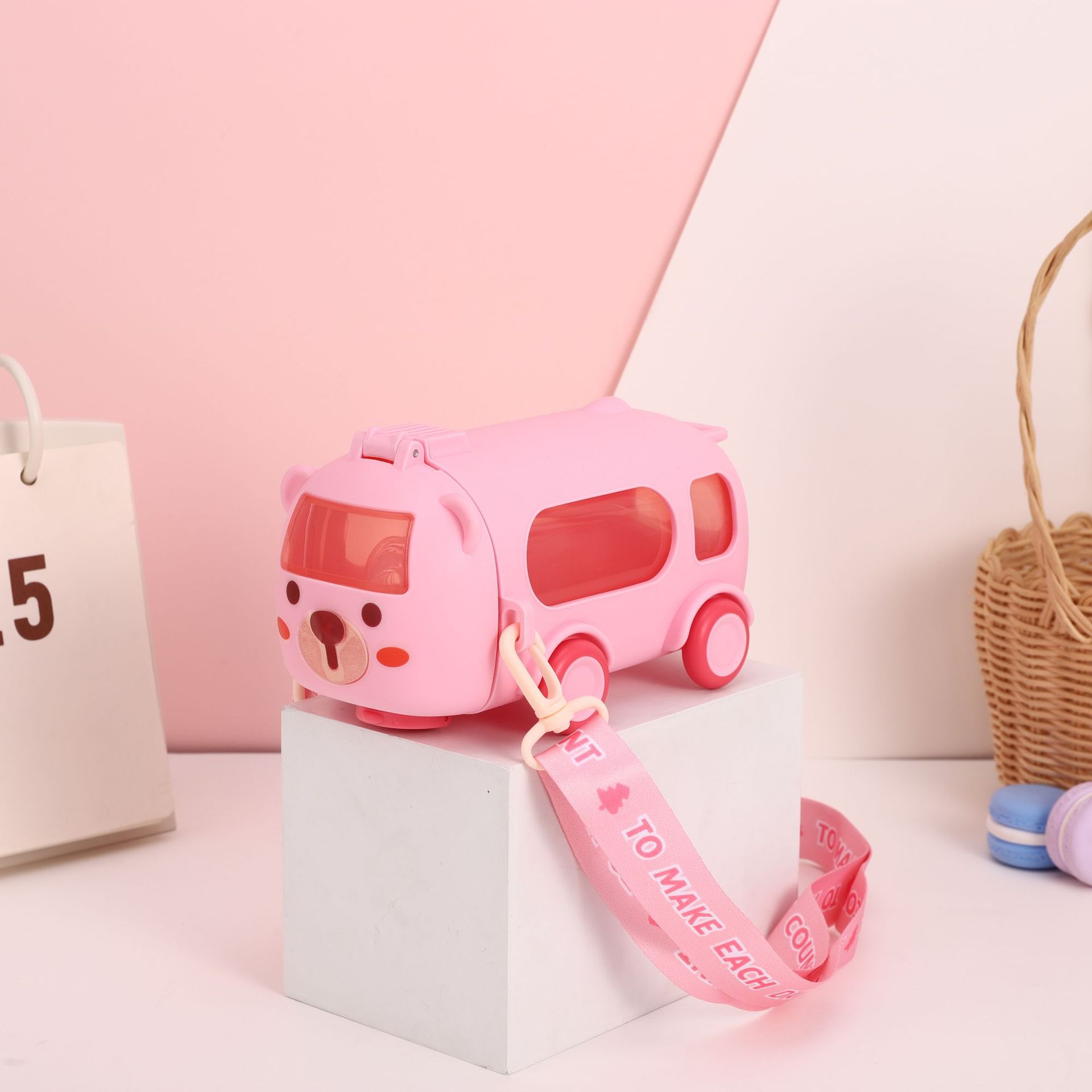 Gobelet à eau bus bébé rose 500ml