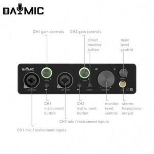 Aoshen-tarjeta de sonido profesional X2, interfaz de audio, micrófono digital portátil de 48V con entrada USB, grabación de música