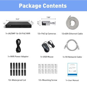 Gwsec- sistema de cámara de seguridad CCTV, preinstalada, 4TB, HDD, 16 canales, 4K, Kits de vigilancia POE, NVR, cámara IP de visión nocturna de 5MP, 12 Uds. - Product Image 2