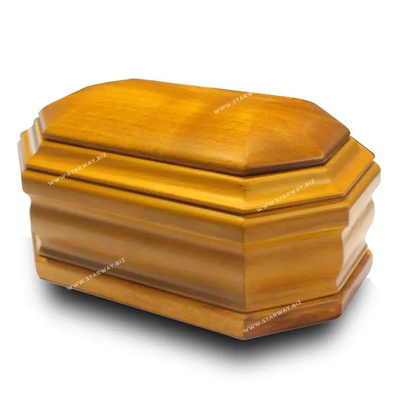 Suministros funerarios de la mejor calidad 1007, venta al por mayor, urna de cremación americana, cenizas para adultos, caja de urnas de ataúd de madera, acabado dorado