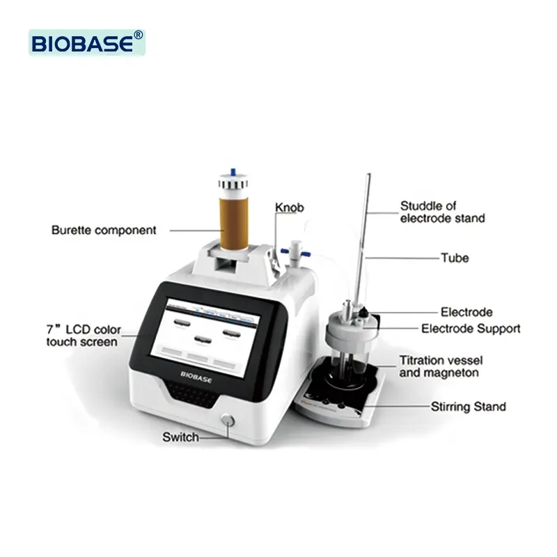 Bobina de valorador de potencial BIOBASE para agitar magnético 0 ~ 100C valorador de pantalla táctil LCD para laboratorio