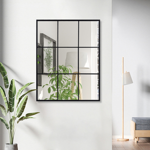 Vintage moderno retangular parede espelho de bronze grande vidro com ferro Metal <span class=keywords><strong>Frame</strong></span> padrão decorativo para Home Sala Quarto