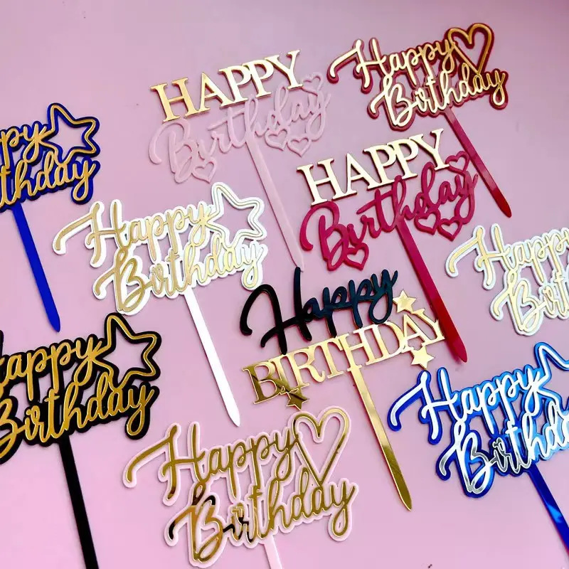 Topper per torta in plastica di alta qualità decorazione per feste Happy Birthday Letter Cake Topper