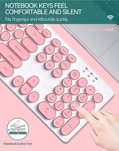 Teclado ergonómico de tamaño completo para ordenador de oficina y ratón bonito con combinación de teclado y ratón inalámbricos de 3 DPI 2,4G para ordenador portátil - Product Image 5