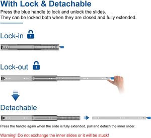 Sneida 76Mm Q235B Thép Cán Ngm Lạnh Ngăn Kéo Á Hậu Đường Sắt Đầy Đủ Mở Rộng Kênh Tự Khóa Nhiệm Vụ Nặng Nề Bóng Mang Ngăn Kéo Trượt - Product Image 4