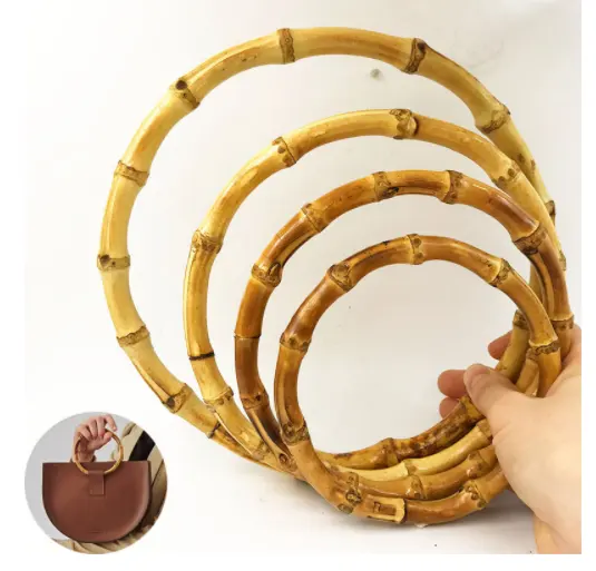 Asas redondas de madera para bolsos, accesorio para bolsos hecho a mano, venta al por mayor