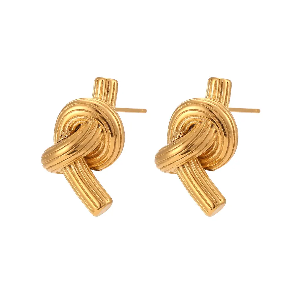Aretas 2023 Stud Earrings Stainless Steel Fashion Jewelry Hypoallergenic Gold Plated 18k Vintage Knot Earrings For Women