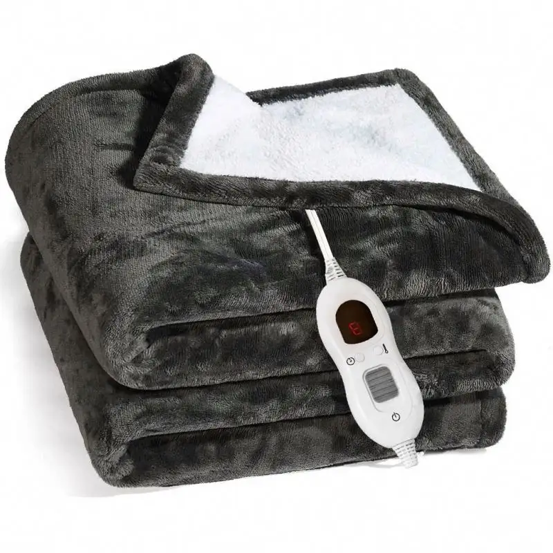 Manta eléctrica de felpa con calefacción, almohadillas estándar, manta de franela de calentamiento, venta al por mayor