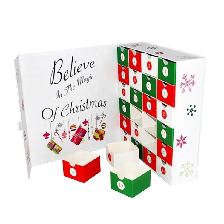 Новый дизайн Рождественский календарь сюрприз самозаполняющая Подарочная коробка жесткая бумажная коробка картонный косметический подарочный набор