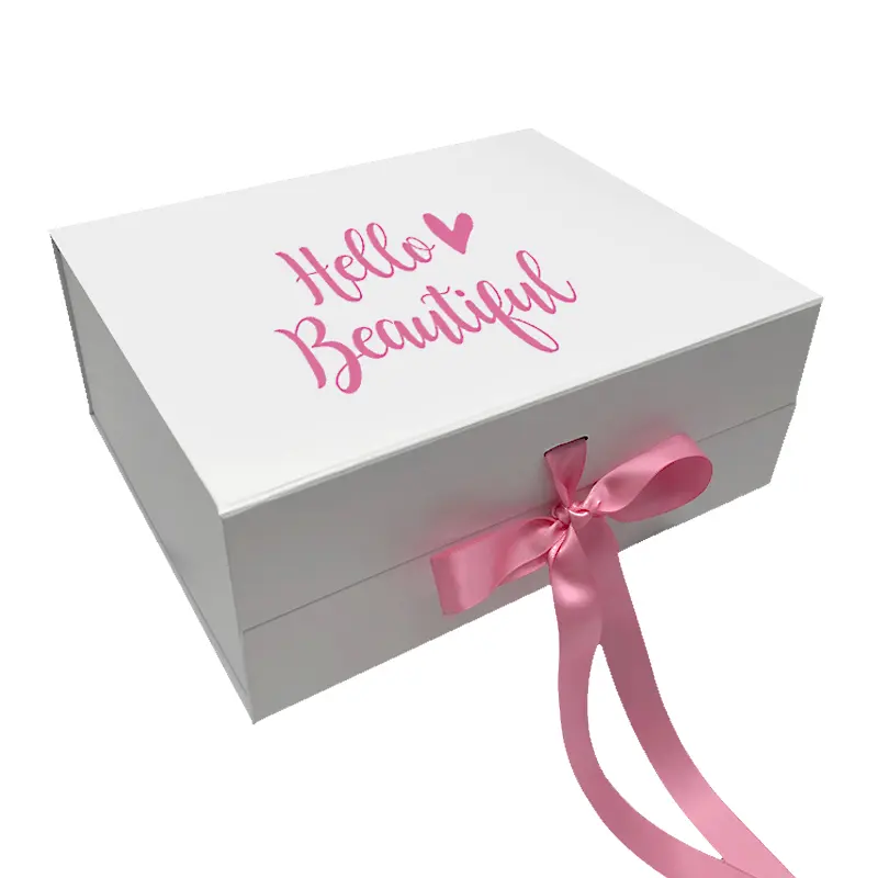 Wholesale custom printing luxury wedding favors gift flip box clothing packaging magnetic folding box with ribbon