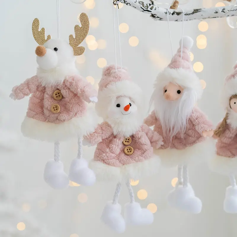 Adorable cadeau de noël ange poupée jouets ailes rose fille poupée pendentif de noël décorations fournitures pour enfants maison vacances ornements