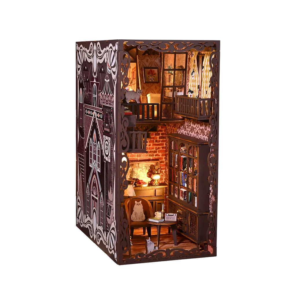 IIECREATE No.9 château secret 2 bricolage Miniature maison livre coin en bois assembler des jouets