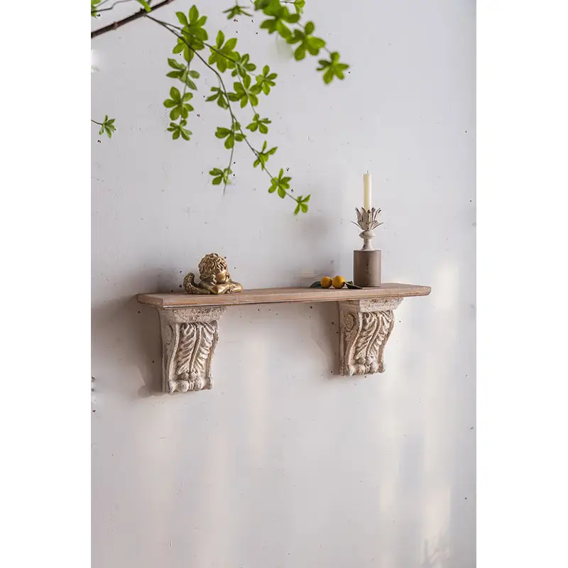 Escultura tallada de óxido de magnesio para el hogar, estantería colgante montada en la pared, flotante, superior de madera, para sala de estar