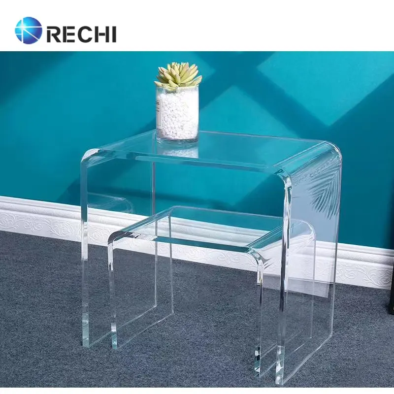 Fournitures d'usine RECHI tabouret en acrylique transparent et loisirs Table de bureau en acrylique Table de Console de Bar à café en acrylique