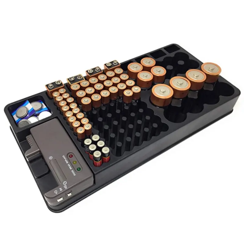 Batteriesp eicher Organizer Halter mit Tester Batterie Caddy Rack Case Box Halter inklusive Batterie Checker für AAA AA