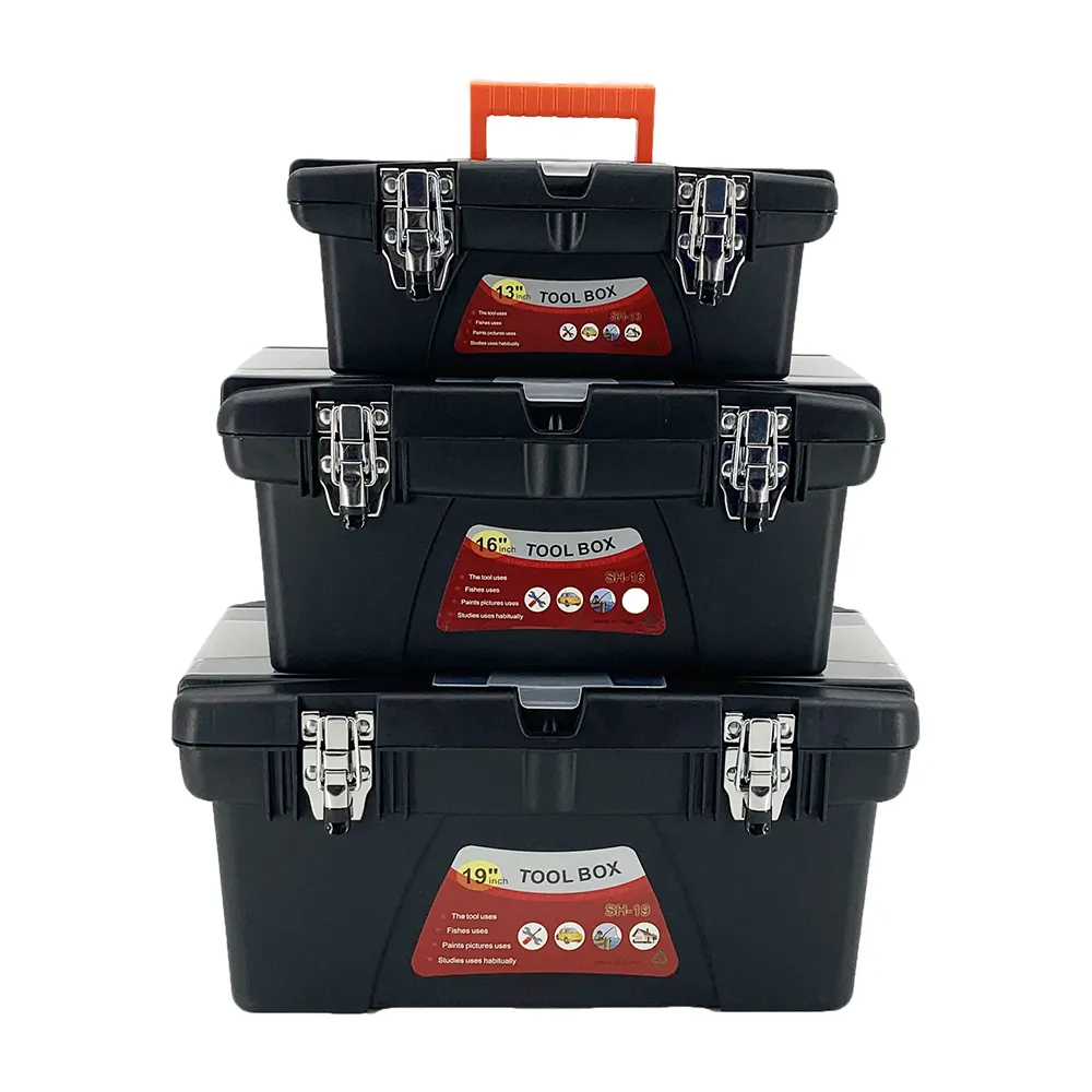 13 16 19 Inch Plastic Storage Bins Box Heavy Duty Tool Box With Easy-Grip Handles Tools Box For Car