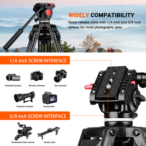 Chuyên nghiệp Heavy-Duty video có thể điều chỉnh máy ảnh <span class=keywords><strong>Tripod</strong></span> Hợp kim nhôm đứng đầu cho DSLR SLR cho vlogging nhiếp ảnh - Product Image 4