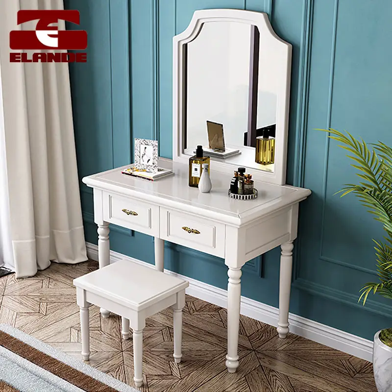 Light luxury solid wood dressing table, bedroom simple all-in-one storage dressing table, hotel apartment bedroom furniture set