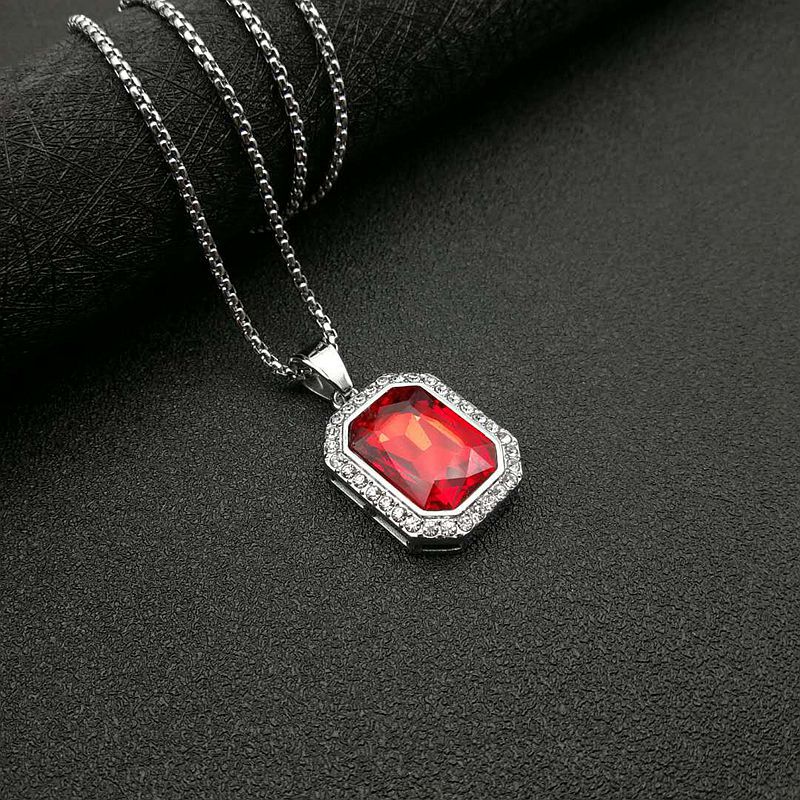 Red diamond steel pendant