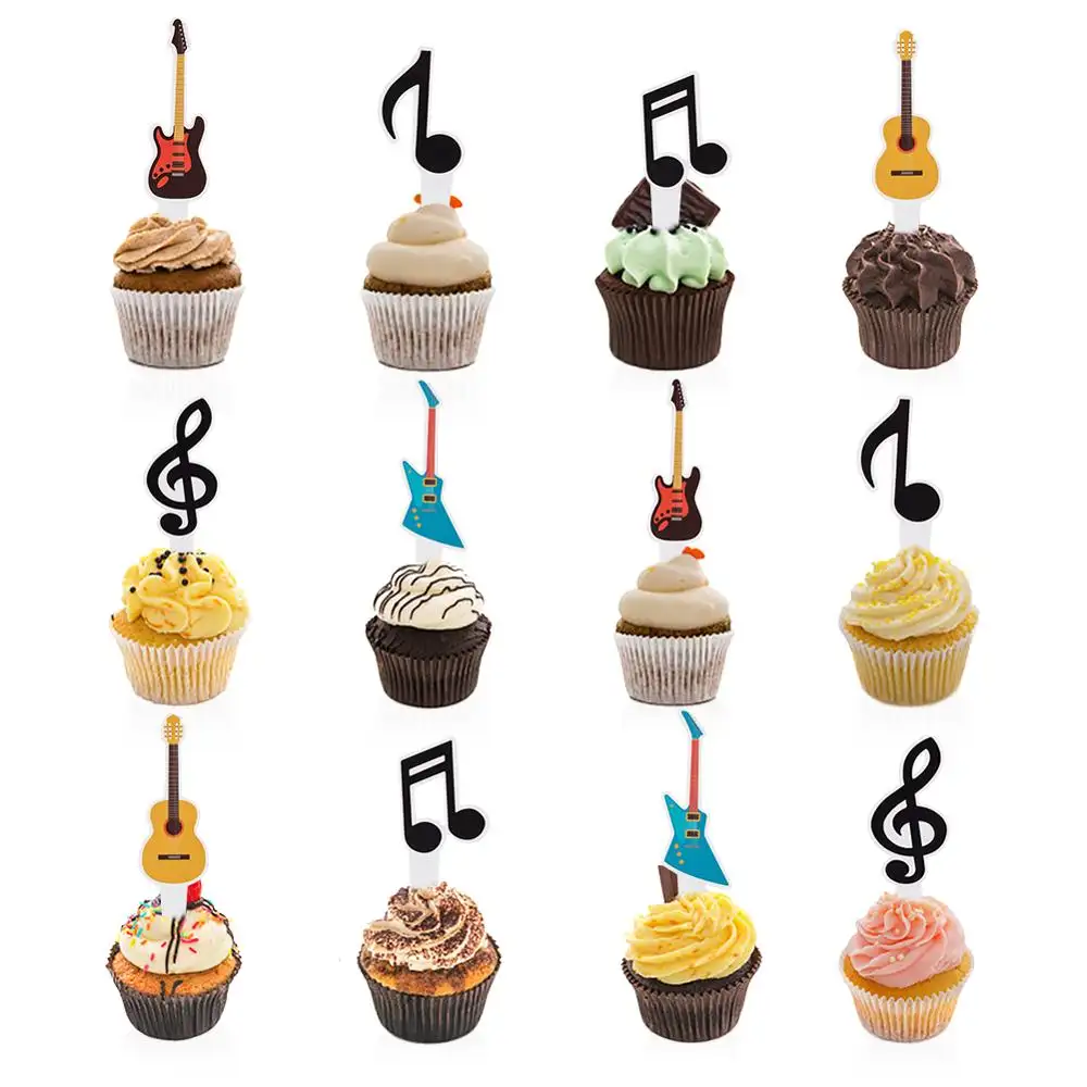 Articoli per feste all'ingrosso buon compleanno strumenti musicali simbolo nota confezione da 12 pezzi cake topper articoli decorativi