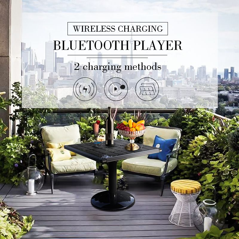 Solar table leisure Coffee Table with Wireless Charging Bluetooth Speaker for Music Playing villa garden
