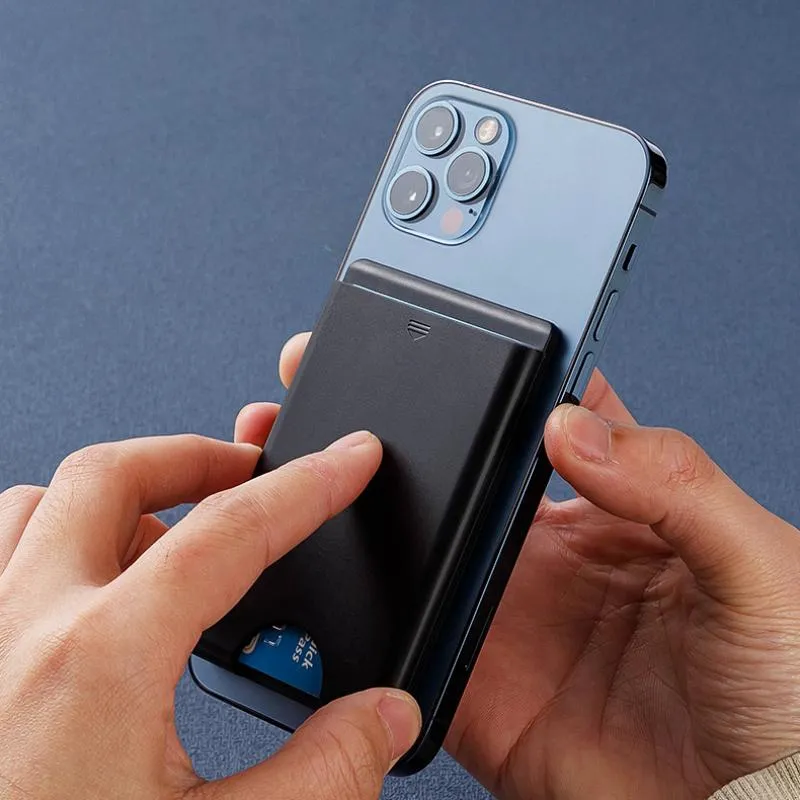 Dompet kulit magnetik kustom dengan dudukan, dompet kartu magnetik untuk iphone 14 pro max