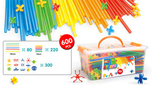 משתלבות בלוקים של חיבור אחסון צעצוע של סט 600 יחידות קש בנאי קש בניין צעצועים