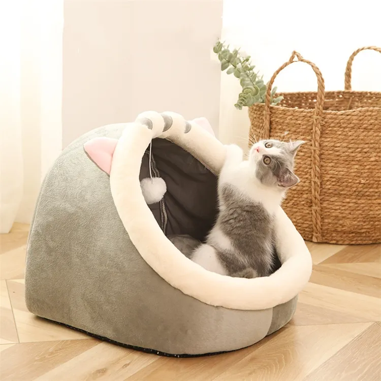 Fabrikant Groothandel Kat Bed Schattige Vorm Ontwerp Hot Huisdier Bedden Winter Comfortabele Stijl Katoenen Kat Huis Huisdier Kat Bed