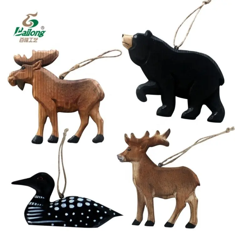 Pronto per la spedizione ornamento in legno intagliato a forma di animale in stile vintage