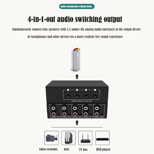 <strong>Audio</strong> Switcher with Four in and One Out 4x1 4-port Sharer RCA and 3.5-inch Stereo - Product Image 3