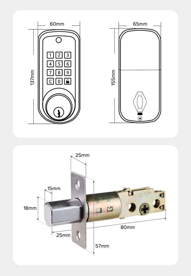 Automatic Deadbolt Security Access Mechanical Keyless Magnetic Door Lock Electronic Smart Lock
