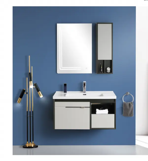 Современный дизайн и стильный настенный шкаф для ванной комнаты с раковиной и зеркалом