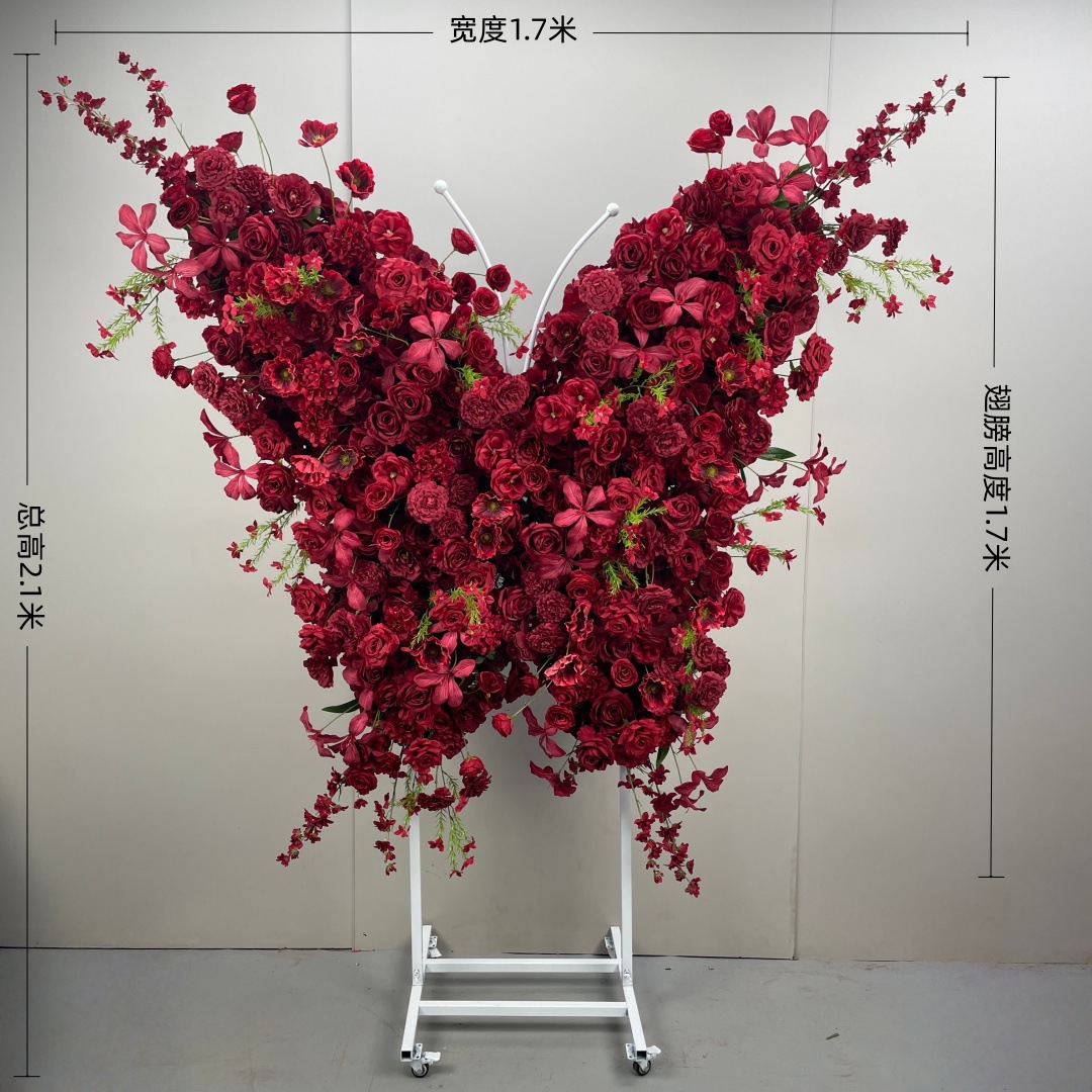 Red butterfly floral swivel caster stand